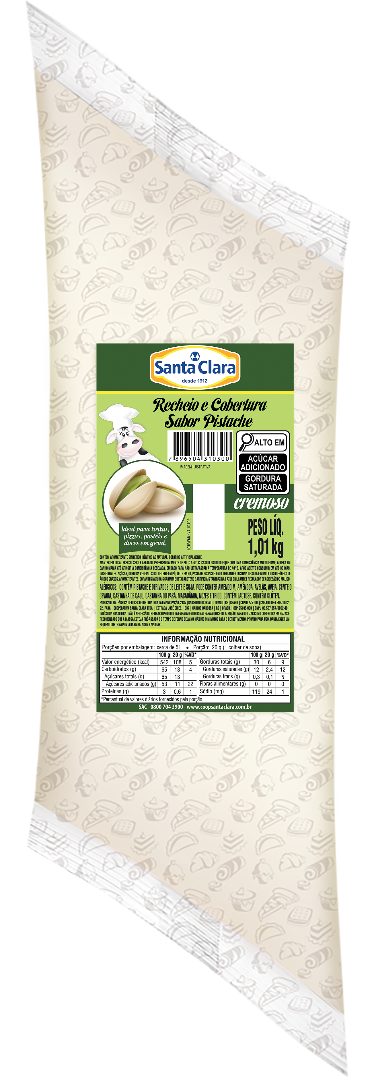  Recheio E Cobertura Santa Clara Sabor Pistache 1,01KG