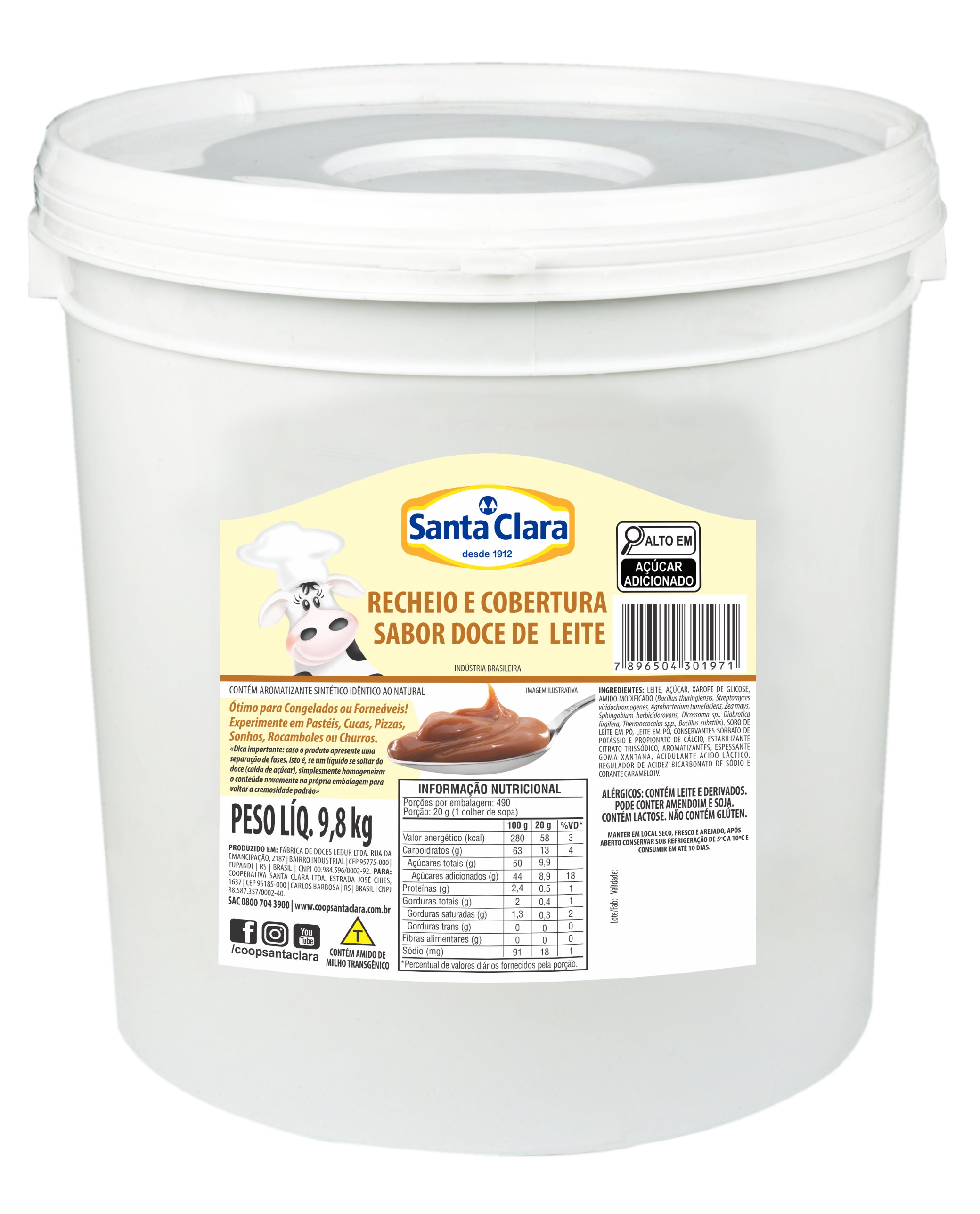 Recheio e cobertura sabor doce de Leite 9,8kg