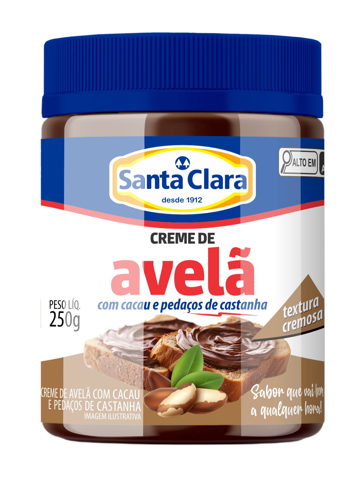 Creme de avelã com cacau e pedaços de castanha